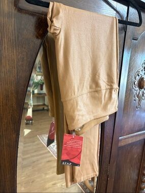 Premium Faux-Leather Leggings - Camel Tan